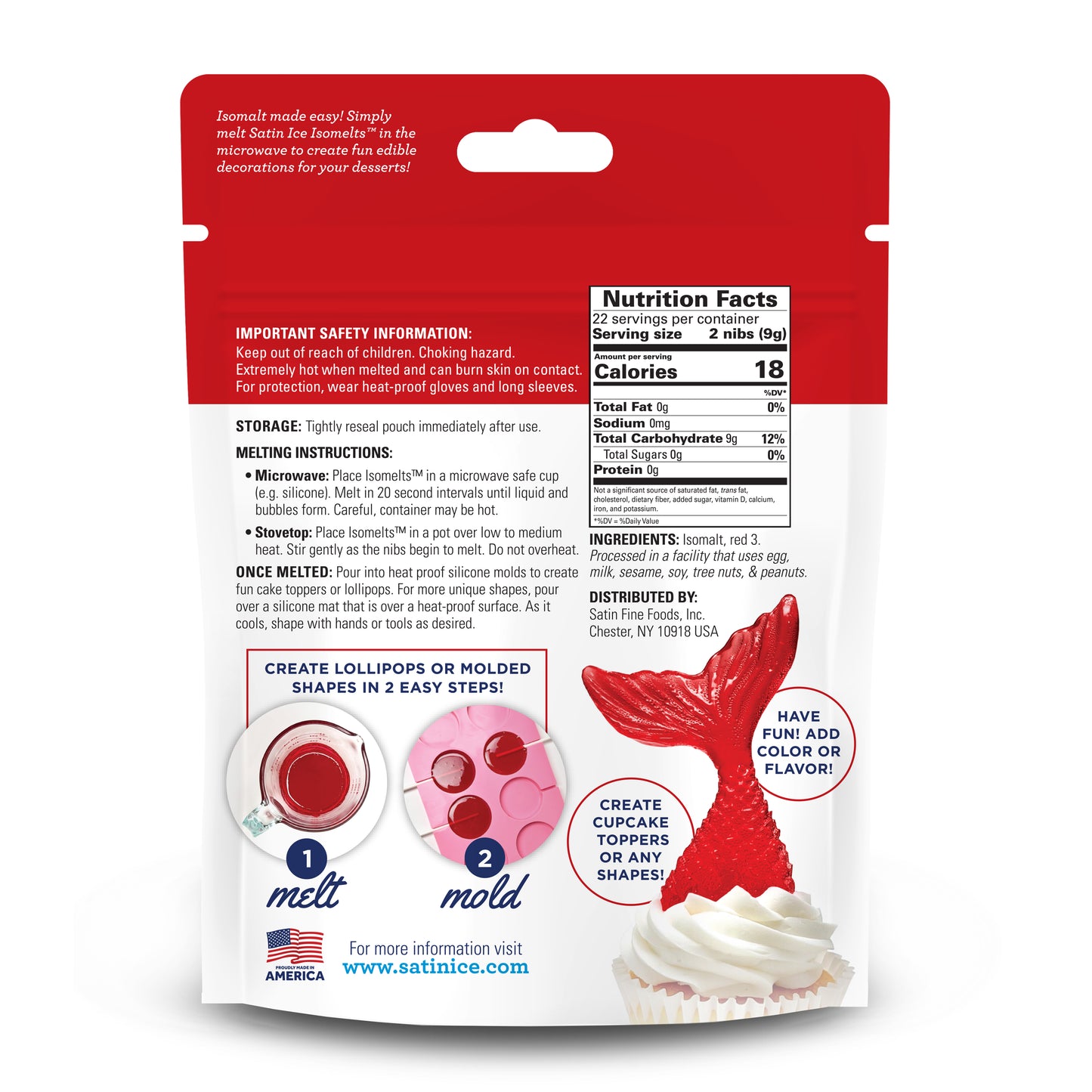 Satin Ice Isomelts™ Red - 7 oz Pouch