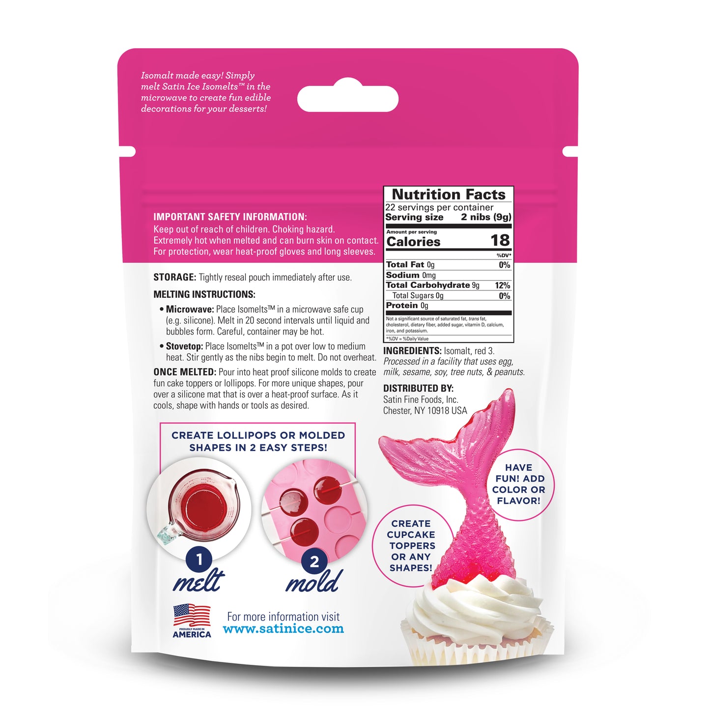 Satin Ice Isomelts™ Pink - 7 oz Pouch