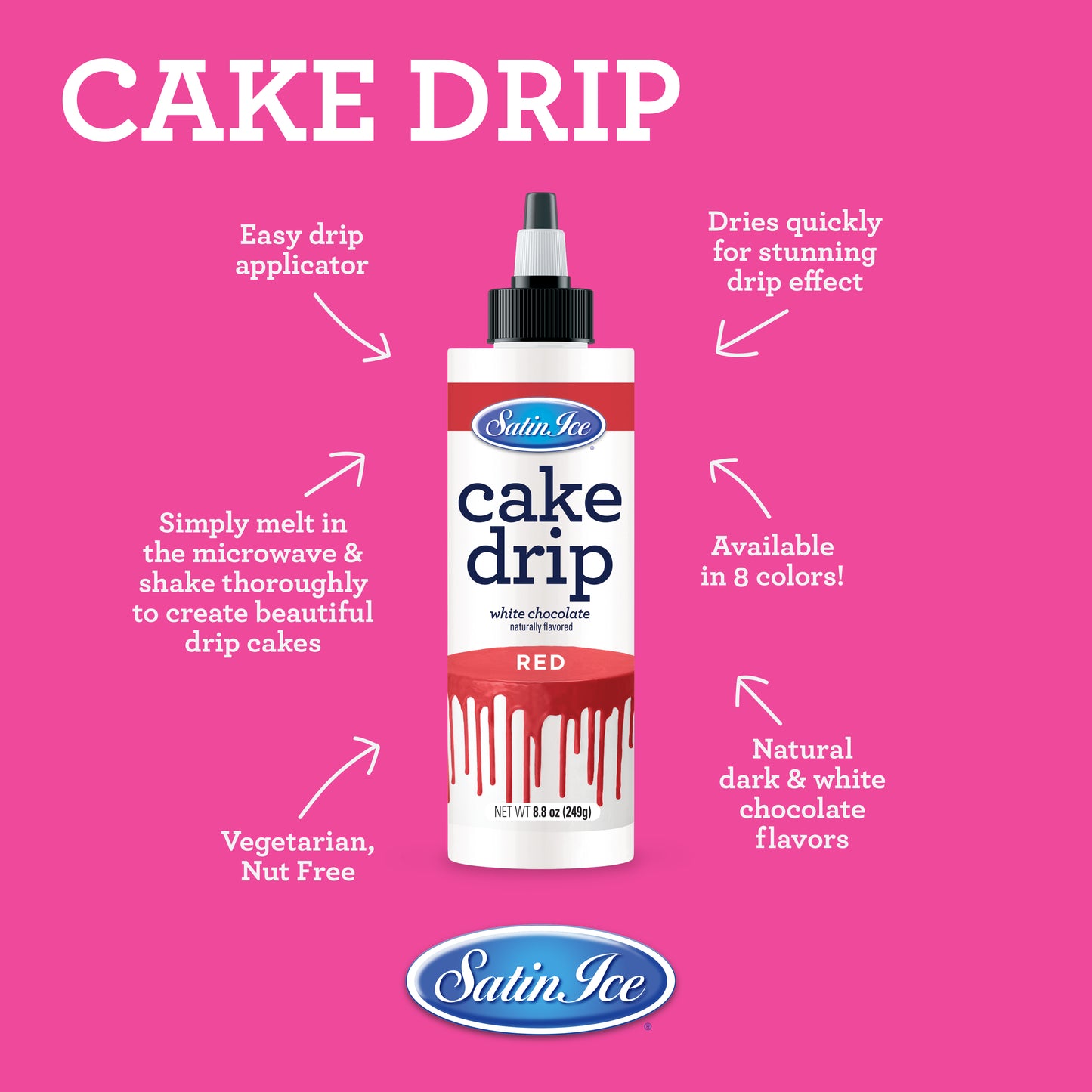 Satin Ice Red Cake Drip - 8.8 oz Bottle