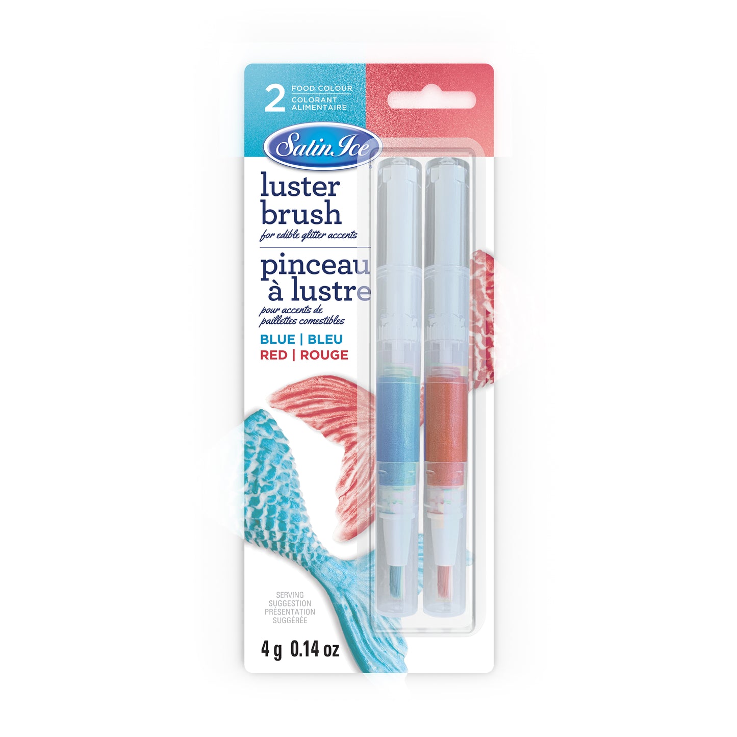 Satin Ice Red & Blue Luster Brush - 2 Pack