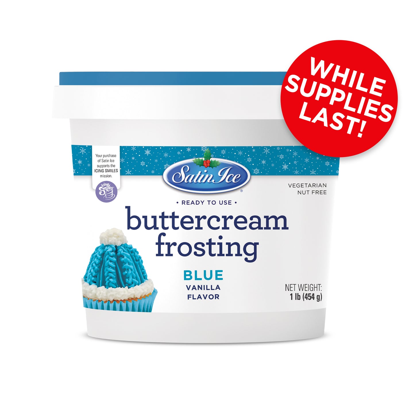 Satin Ice Holiday Blue Buttercream Frosting - 1 lb Pail