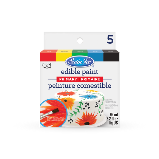 Satin Ice Primary Edible Paint, 5 Count Kit