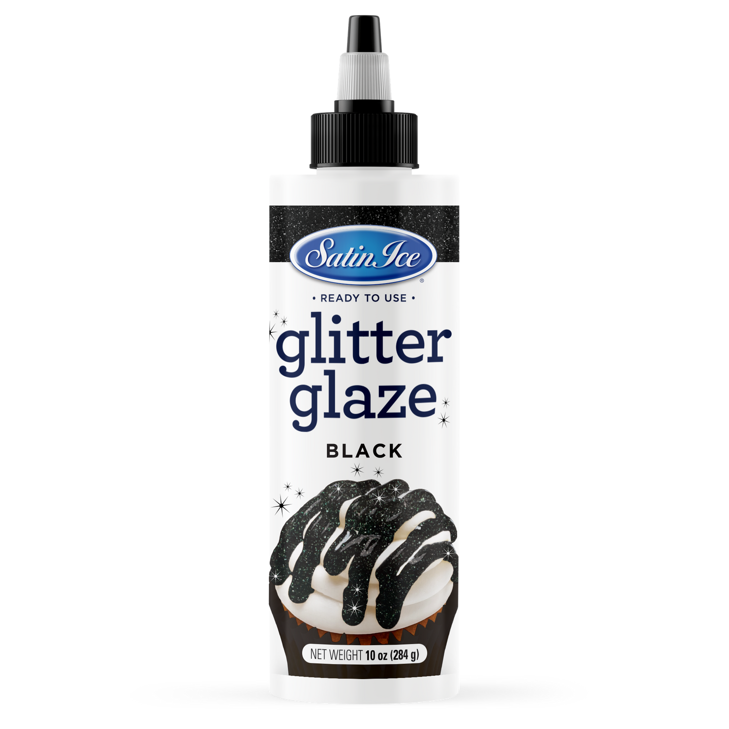 Satin Ice Black Glitter Glaze - 10oz Bottle