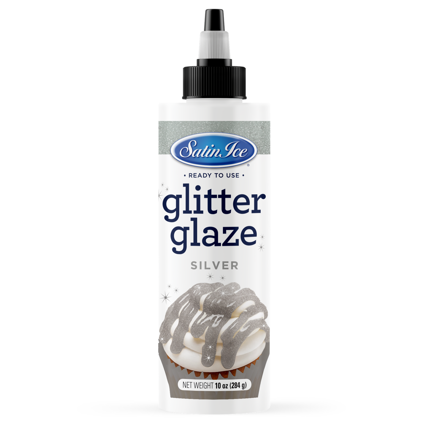 Satin Ice Silver Glitter Glaze - 10oz Bottle