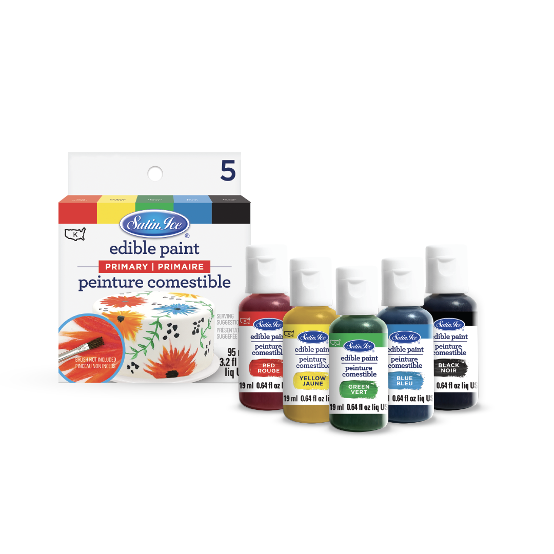 Satin Ice Primary Edible Paint, 5 Count Kit