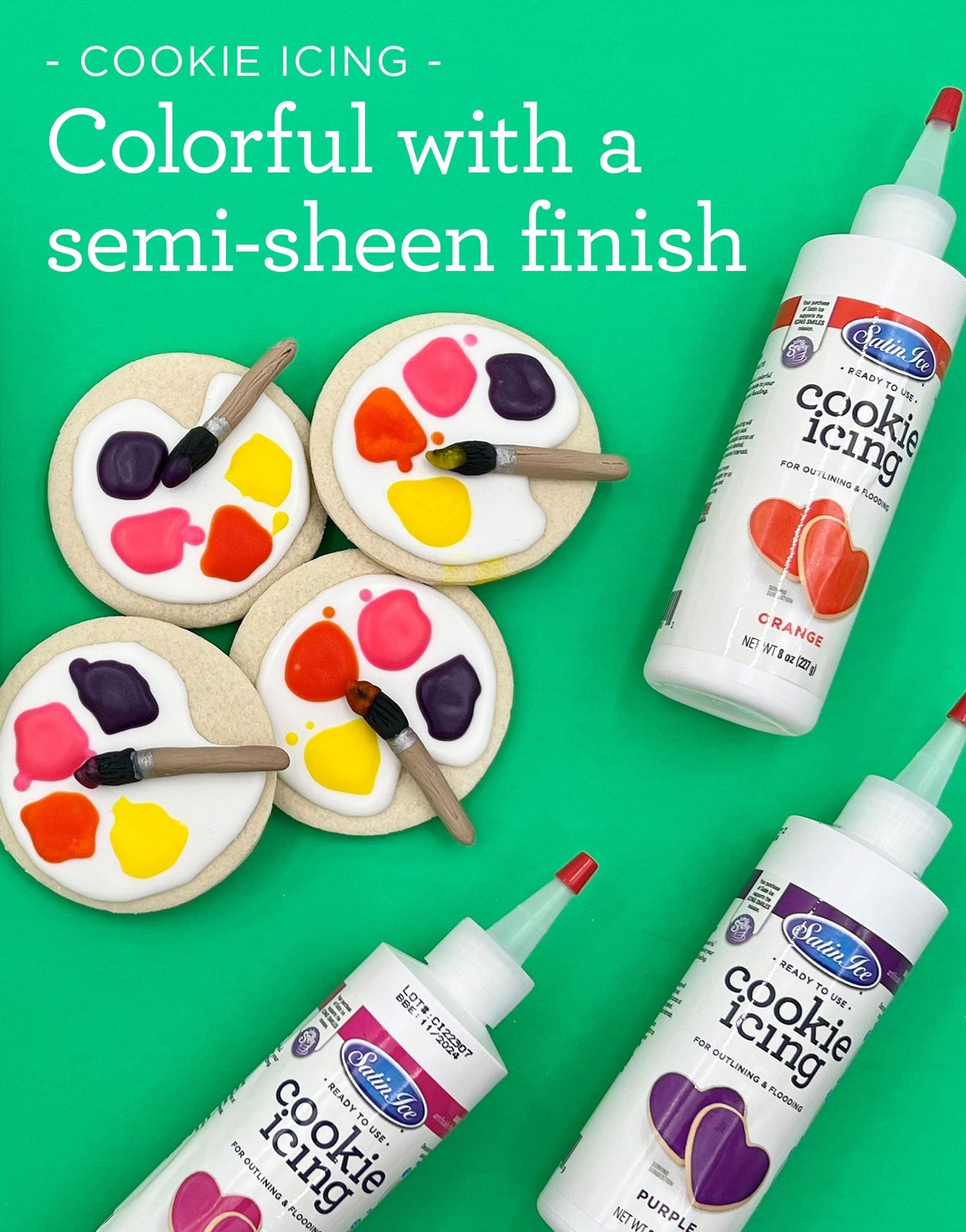 Satin Ice Yellow Cookie Icing, 8 oz Bottle