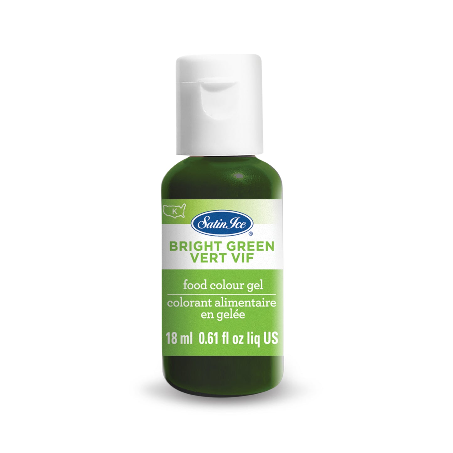Satin Ice Food Color Gel, Bright Green Individual 0.61 fl oz Bottle