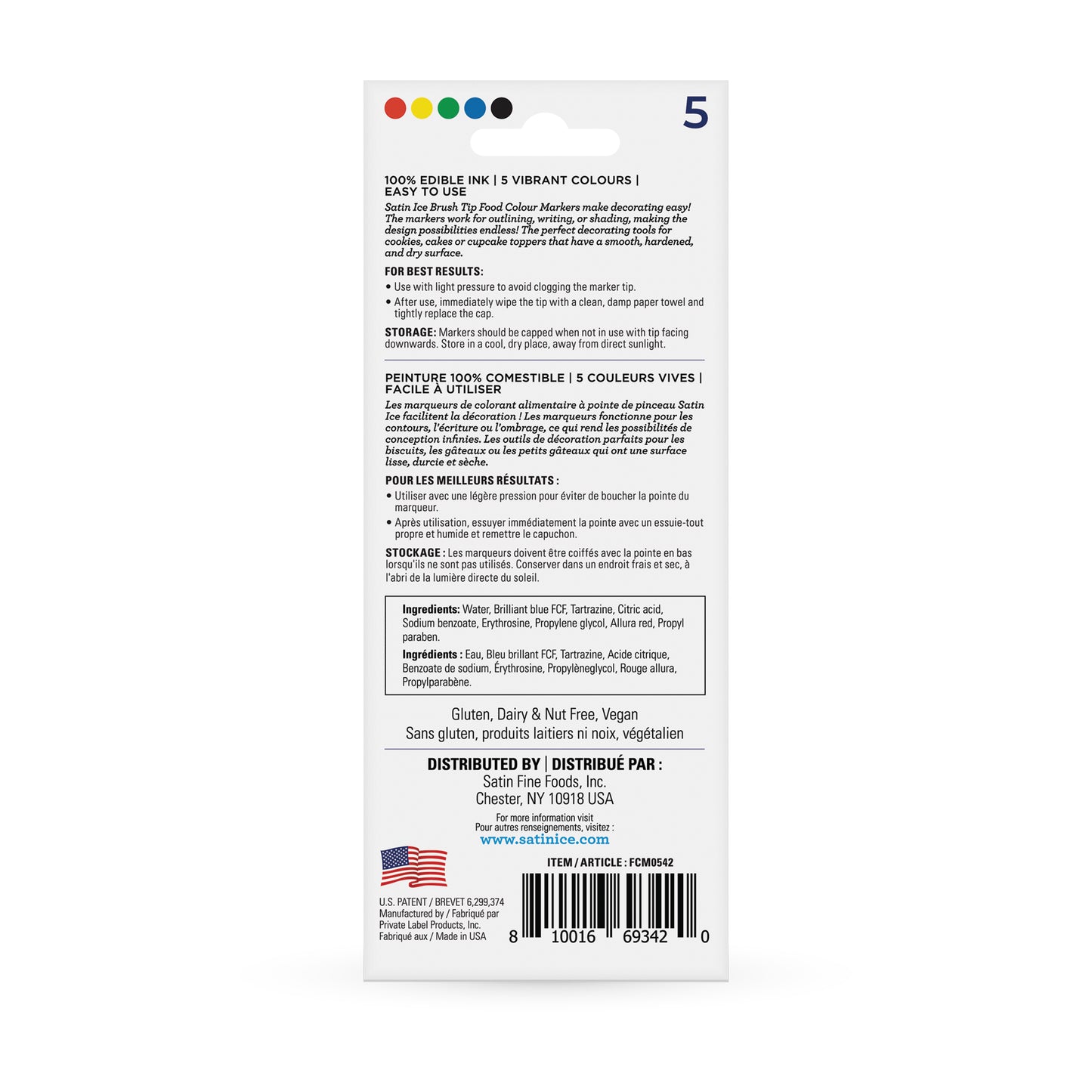 Satin Ice Food Color Markers, Primary Brush Tip
