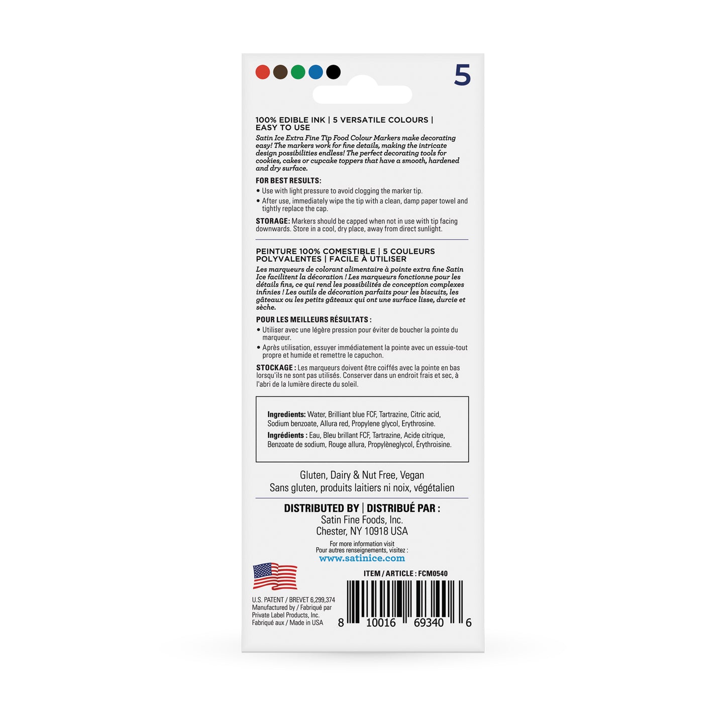 Satin Ice Food Color Markers, Extra Fine Tip