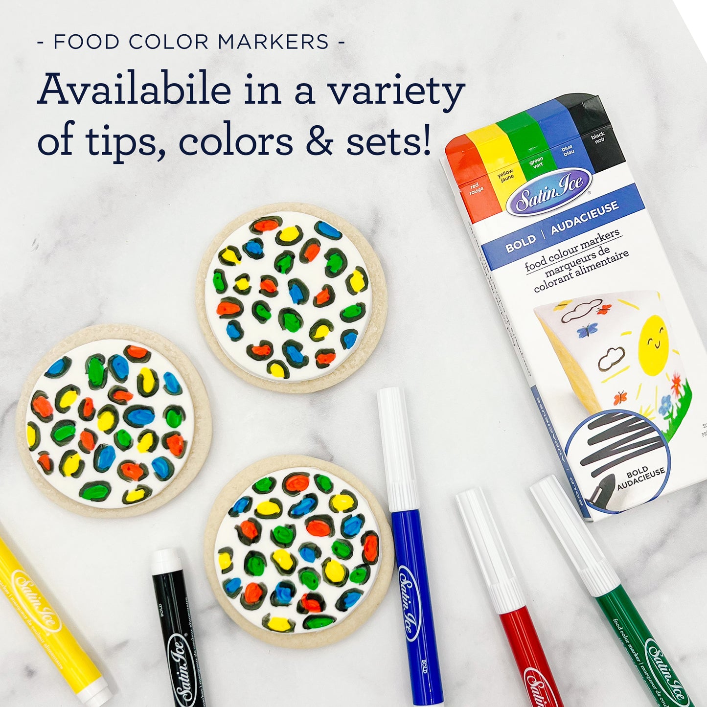 Satin Ice Food Color Markers, Primary Bold Tip