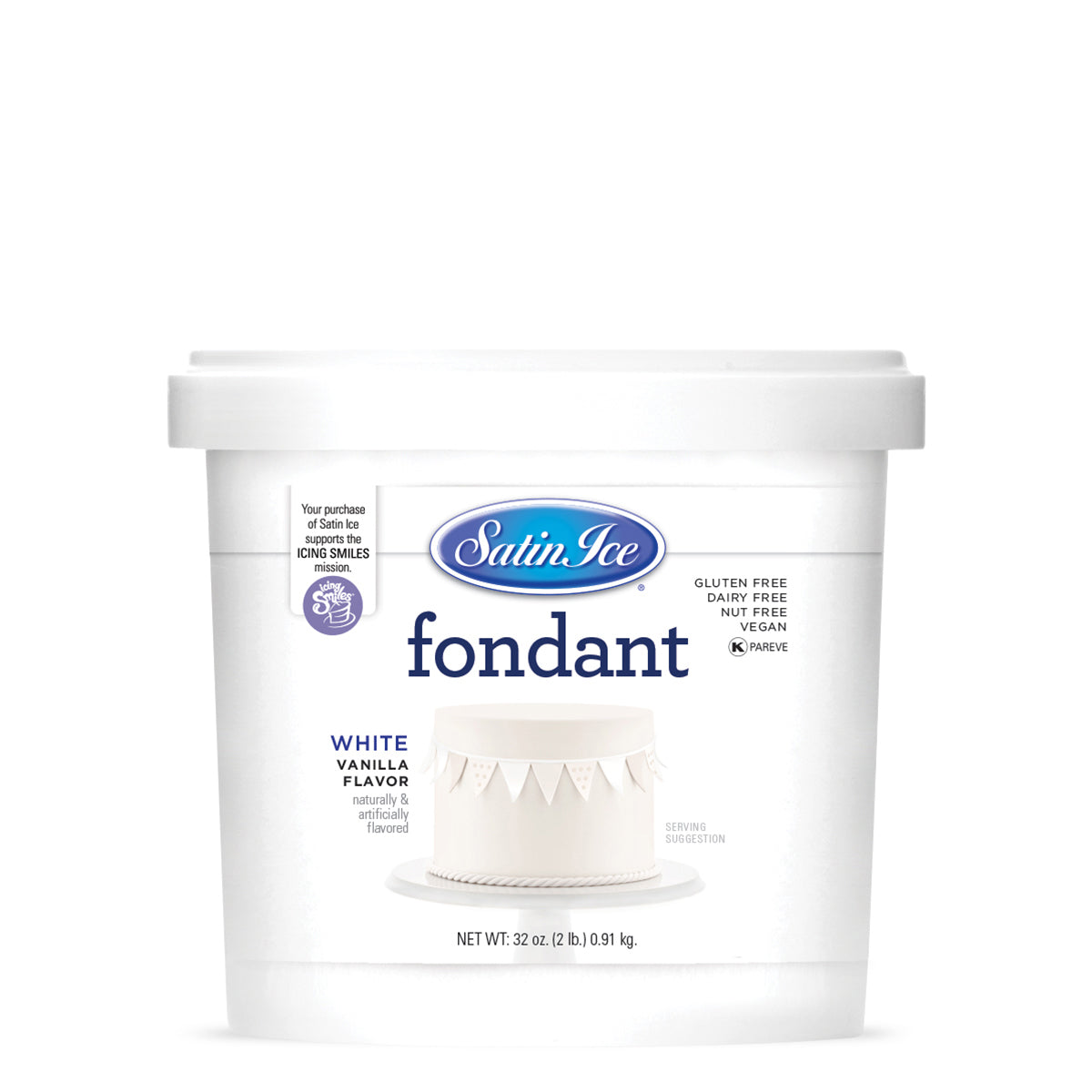 Satin Ice White Vanilla Fondant - 2lb Pail - Satin Ice