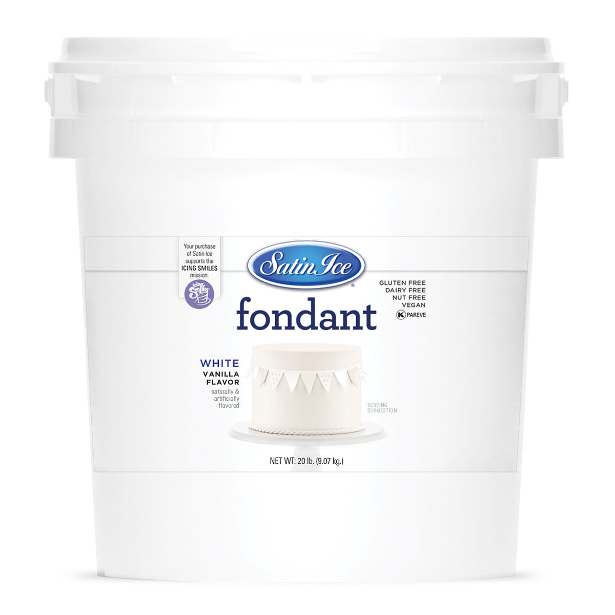 Satin Ice White Vanilla Fondant - 20lb Pail - Satin Ice