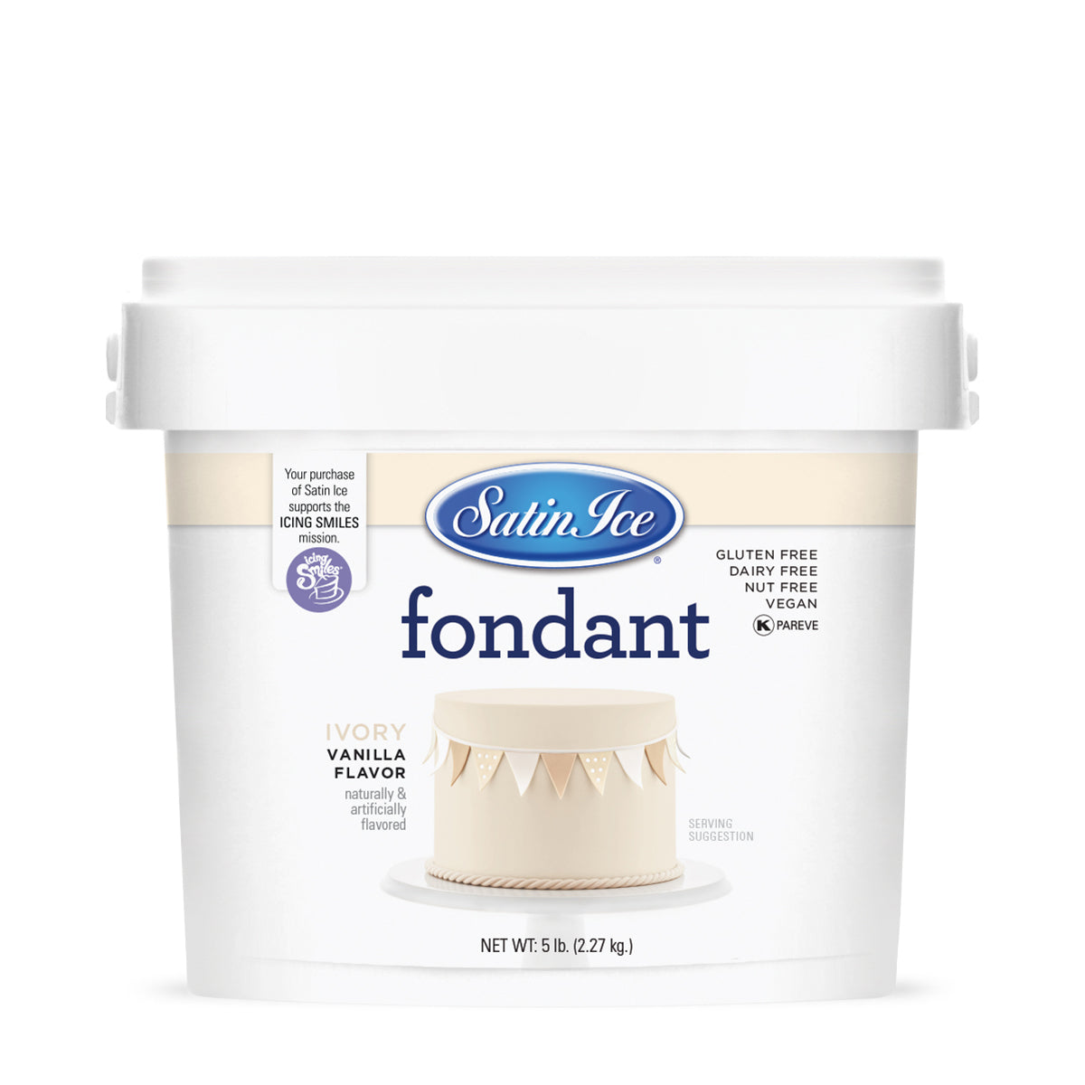 Satin Ice Ivory Vanilla Fondant - 5lb. Pail - Satin Ice