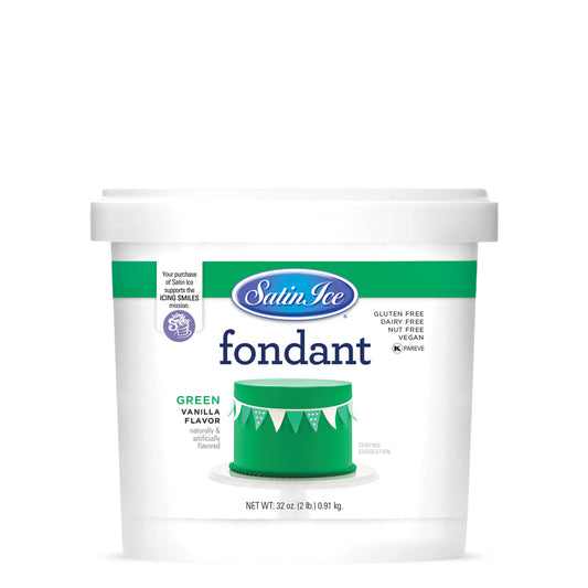 Satin Ice Vanilla Green Fondant - 2 lb. Pail - Satin Ice