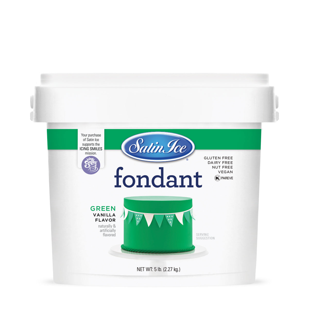 Satin Ice Green Vanilla Fondant - 5 lb. Pail - Satin Ice