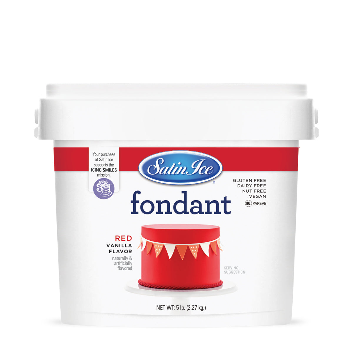 Satin Ice Red Vanilla Fondant - 5lb. Pail - Satin Ice