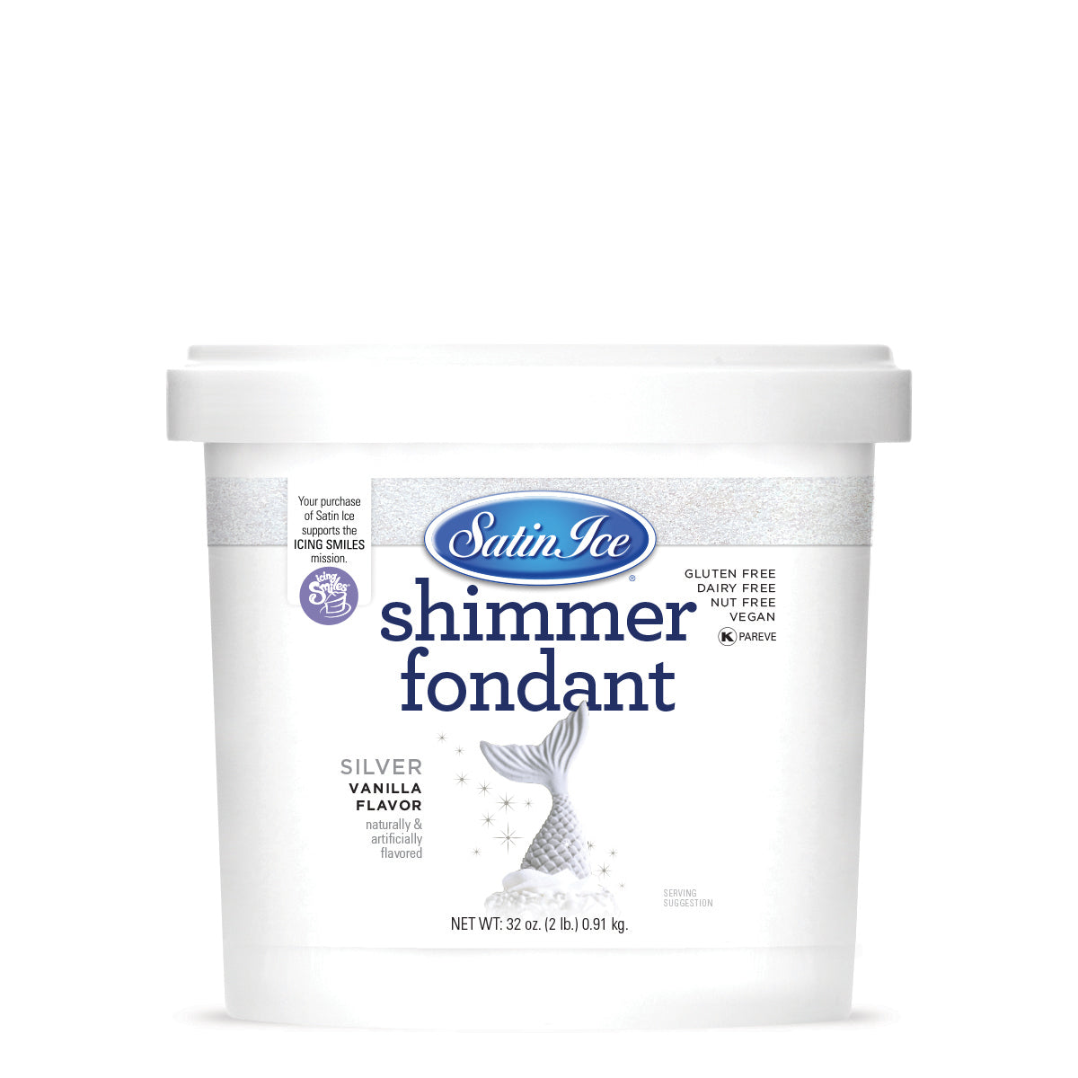 Satin Ice Vanilla Silver Shimmer Fondant - 2lb. Pail - Satin Ice