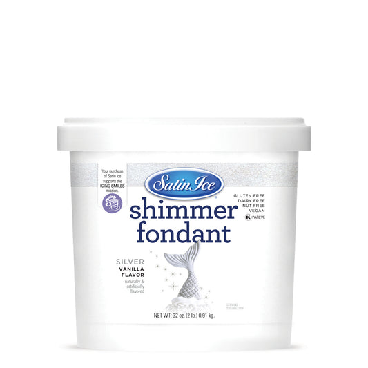 Satin Ice Vanilla Silver Shimmer Fondant - 2lb. Pail - Satin Ice