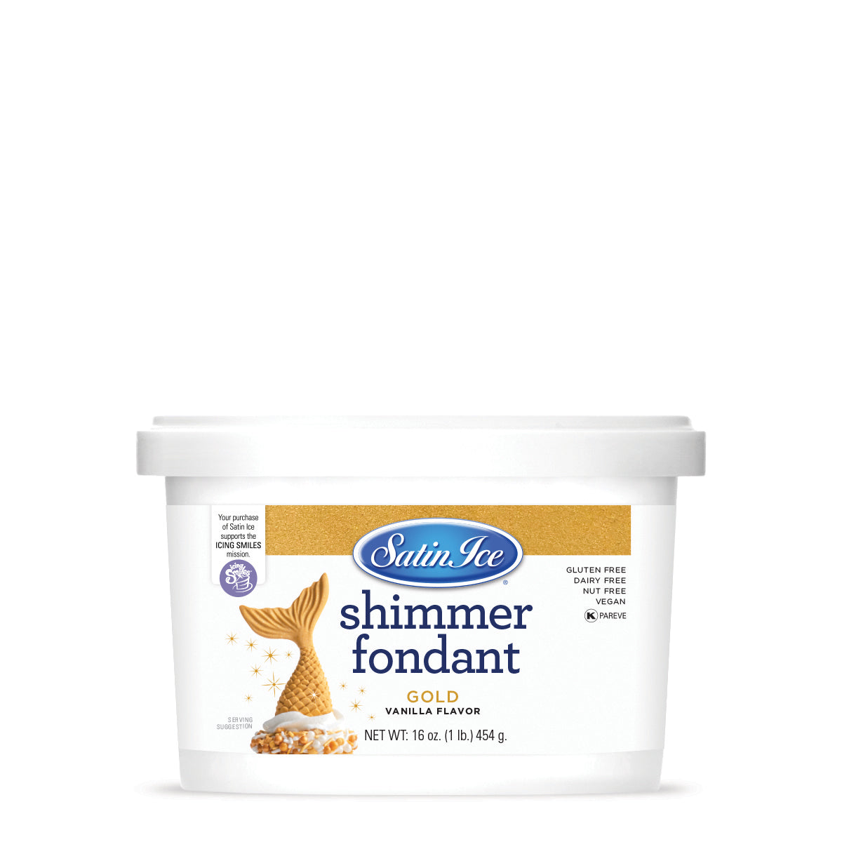 Satin Ice Vanilla Gold Shimmer Fondant - 1 lb. Pail - Satin Ice