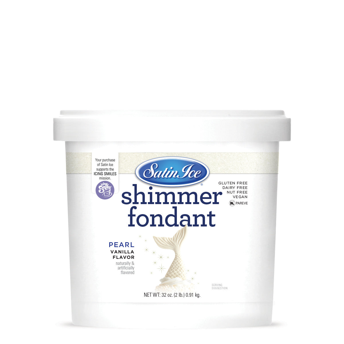 Satin Ice Vanilla Pearl Shimmer Fondant - 2lb. Pail - Satin Ice