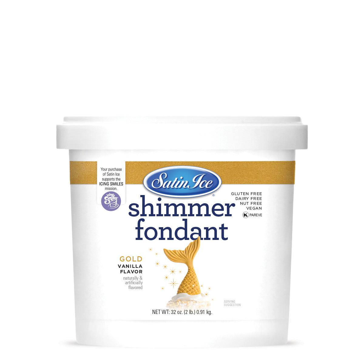 Satin Ice Vanilla Gold Shimmer Fondant - 2 lb. Pail - Satin Ice