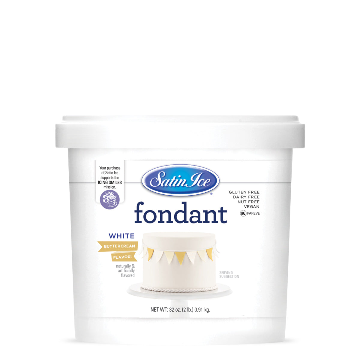 Satin Ice White Buttercream Fondant - 2lb Pail - Satin Ice