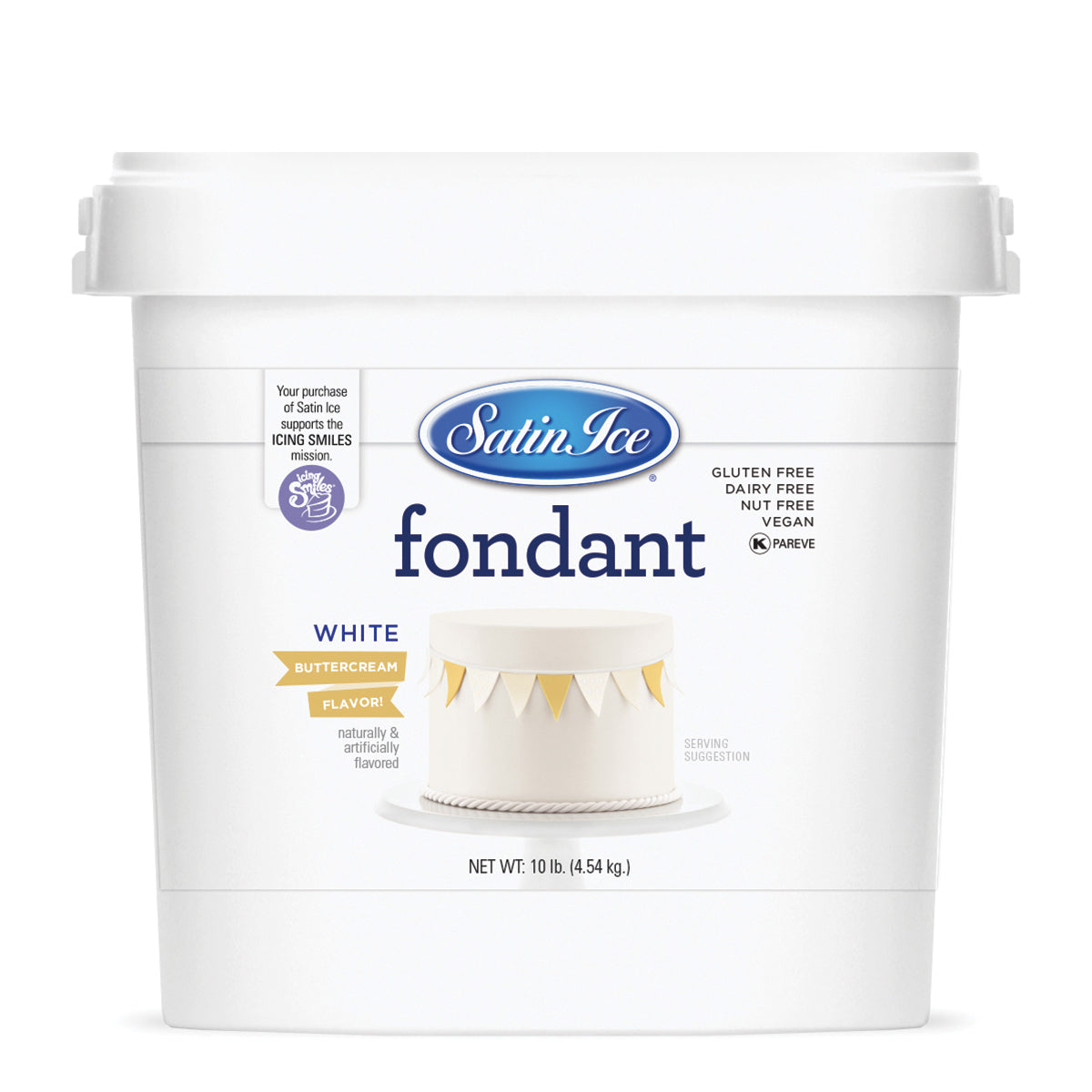 Satin Ice White Buttercream Fondant - 10lb. Pail - Satin Ice