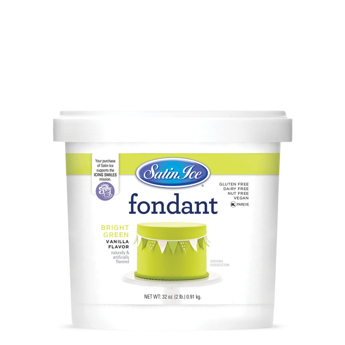 Satin Ice Bright Green Vanilla Fondant - 2 lb. Pail - Satin Ice