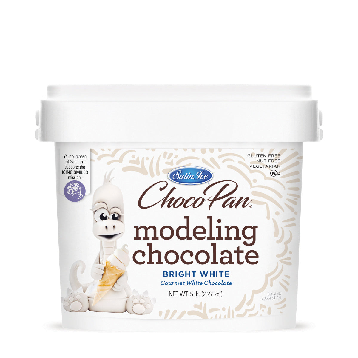 ChocoPan Bright White Modeling Chocolate - 5 lb. Pail - Satin Ice