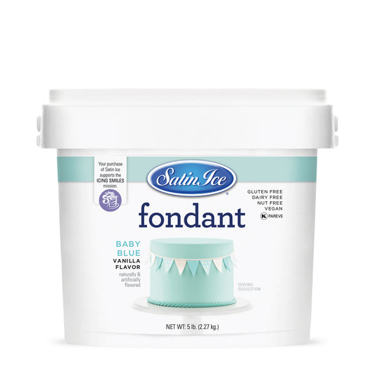 Satin Ice Baby Blue Vanilla Fondant - 5 lb. Pail - Satin Ice