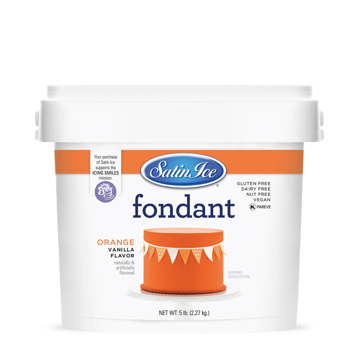 Satin Ice Orange Vanilla Fondant - 5lb. Pail - Satin Ice