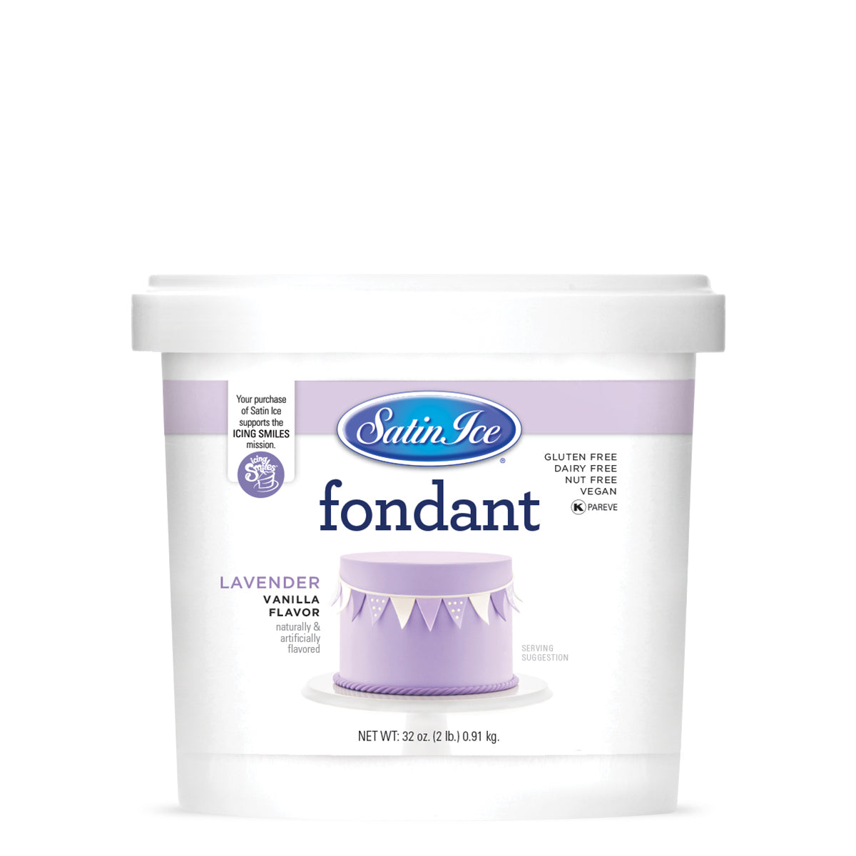 Satin Ice Vanilla Lavender Fondant - 2 lb. Pail - Satin Ice