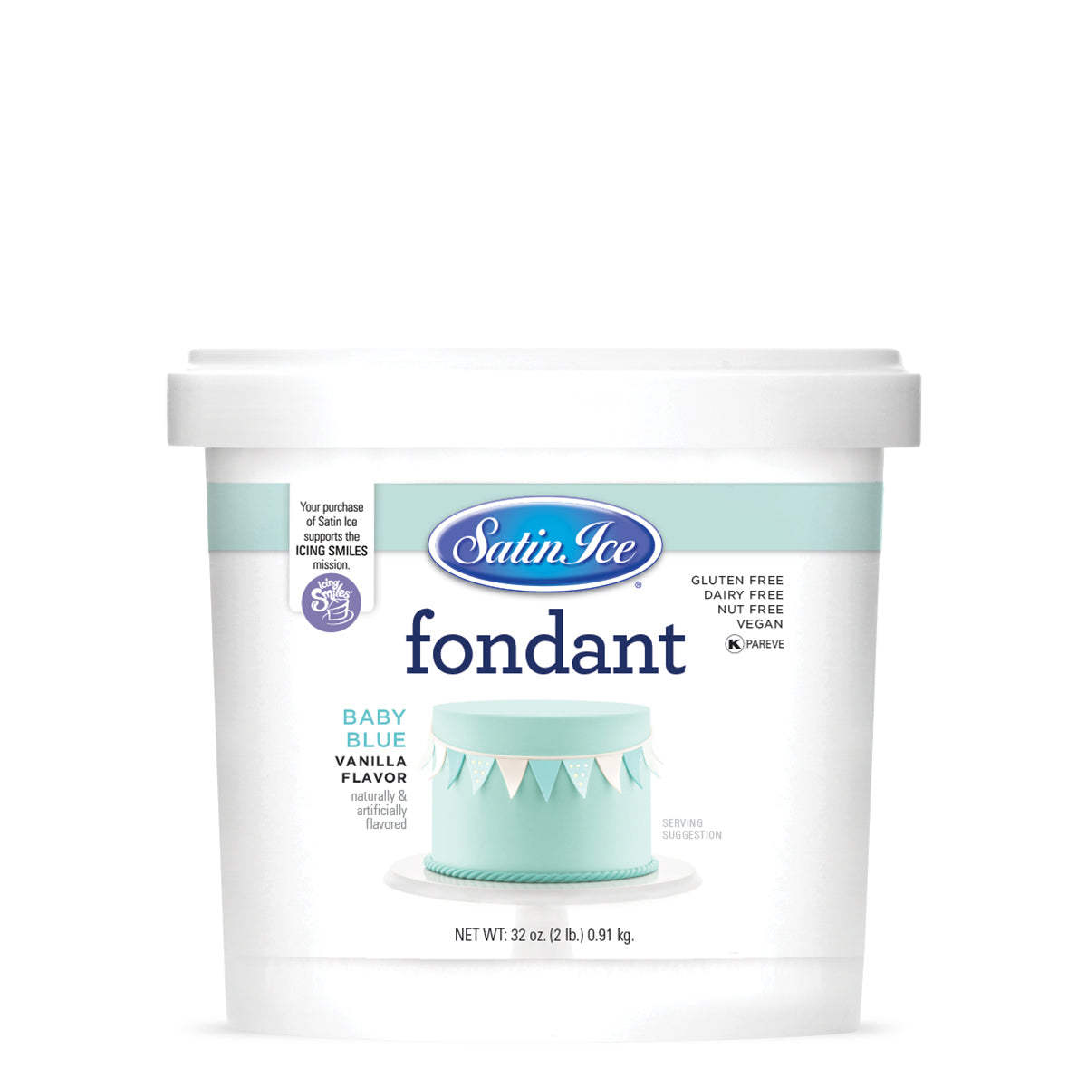 Satin Ice Baby Blue Vanilla Fondant - 2 lb. Pail - Satin Ice