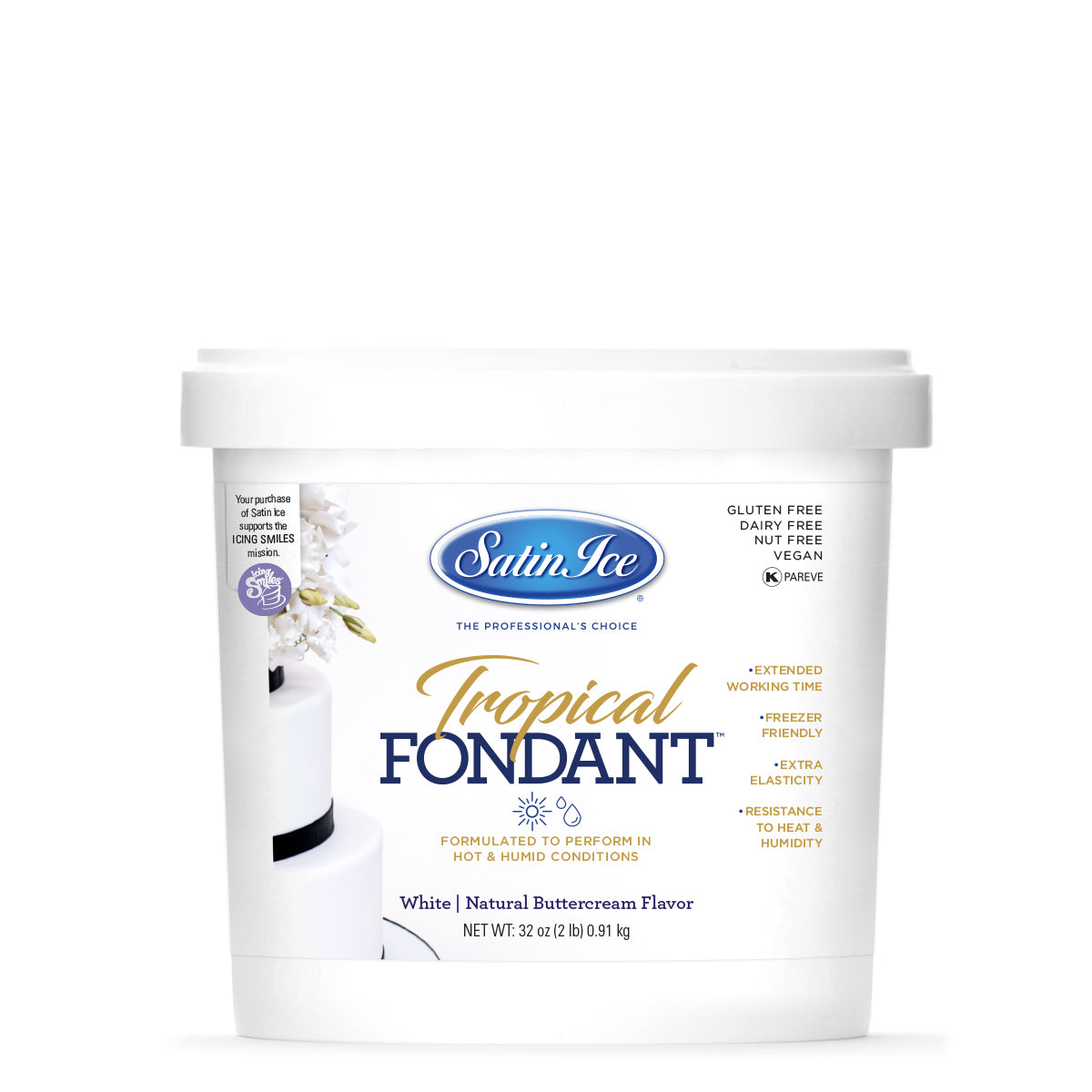 Satin Ice Tropical Fondant 2lb White