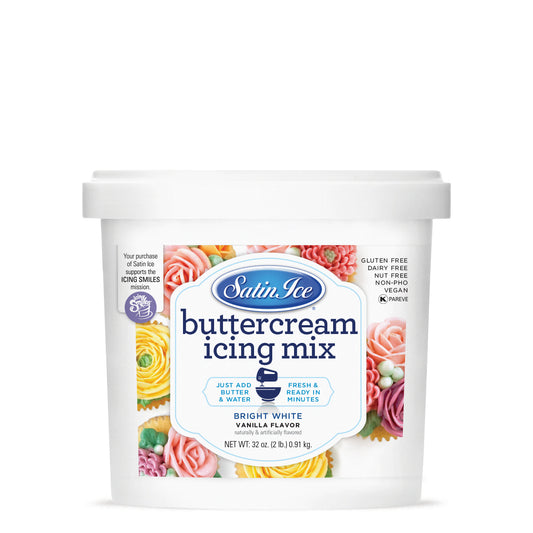 Satin Ice White Buttercream Icing Mix - 2lb. Pail - Satin Ice