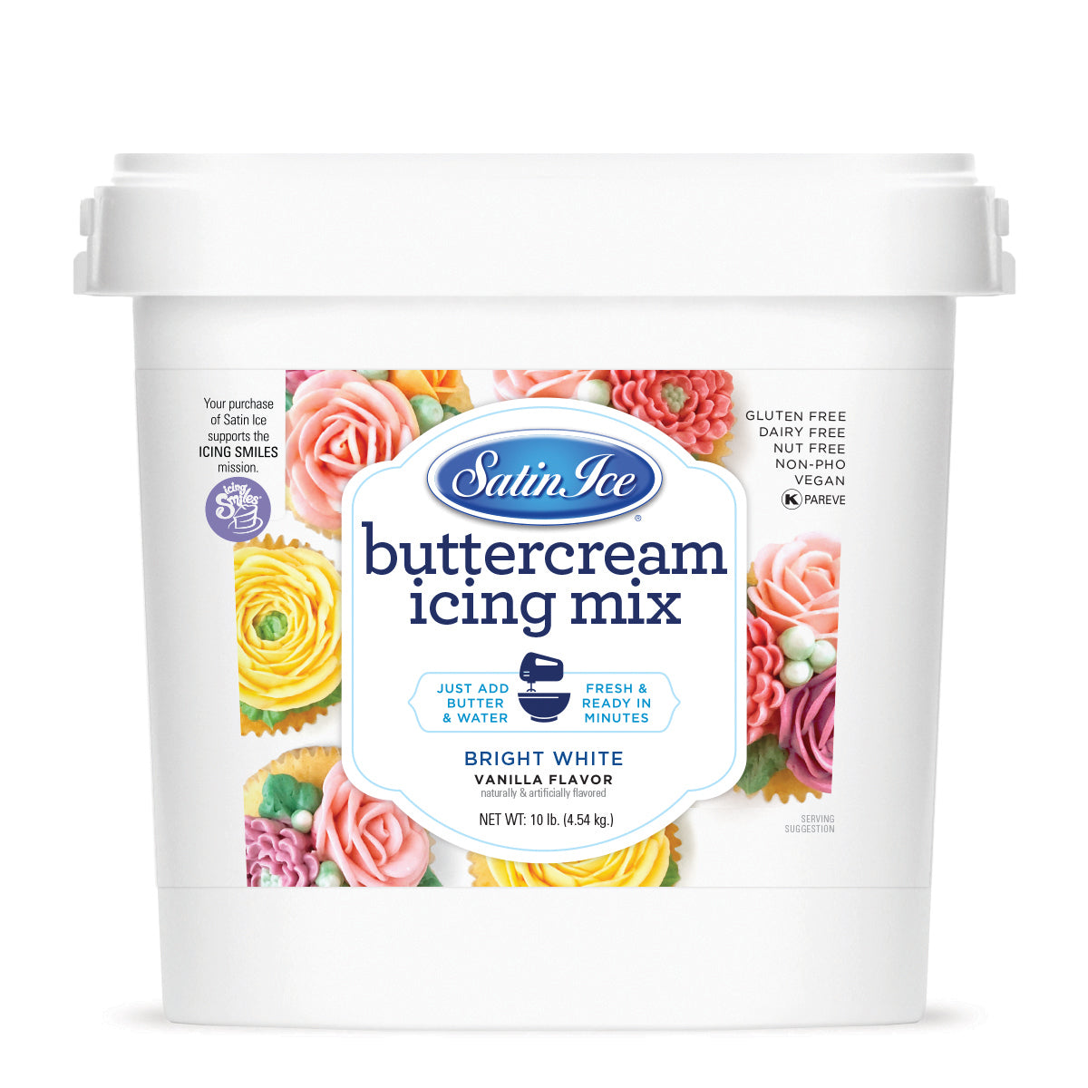 Satin Ice White Buttercream Icing Mix - 10lb. Pail - Satin Ice