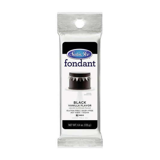 Satin Ice Black Vanilla Fondant - 4.4 oz Foil - Satin Ice