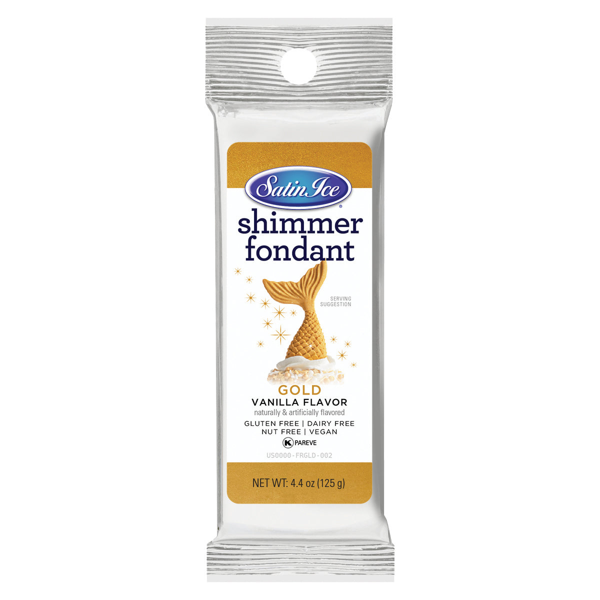 Satin Ice Vanilla Gold Shimmer Fondant - 4.4 oz. Foil - Satin Ice
