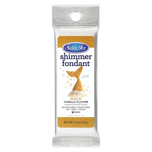 Satin Ice Vanilla Gold Shimmer Fondant - 4.4 oz. Foil - Satin Ice