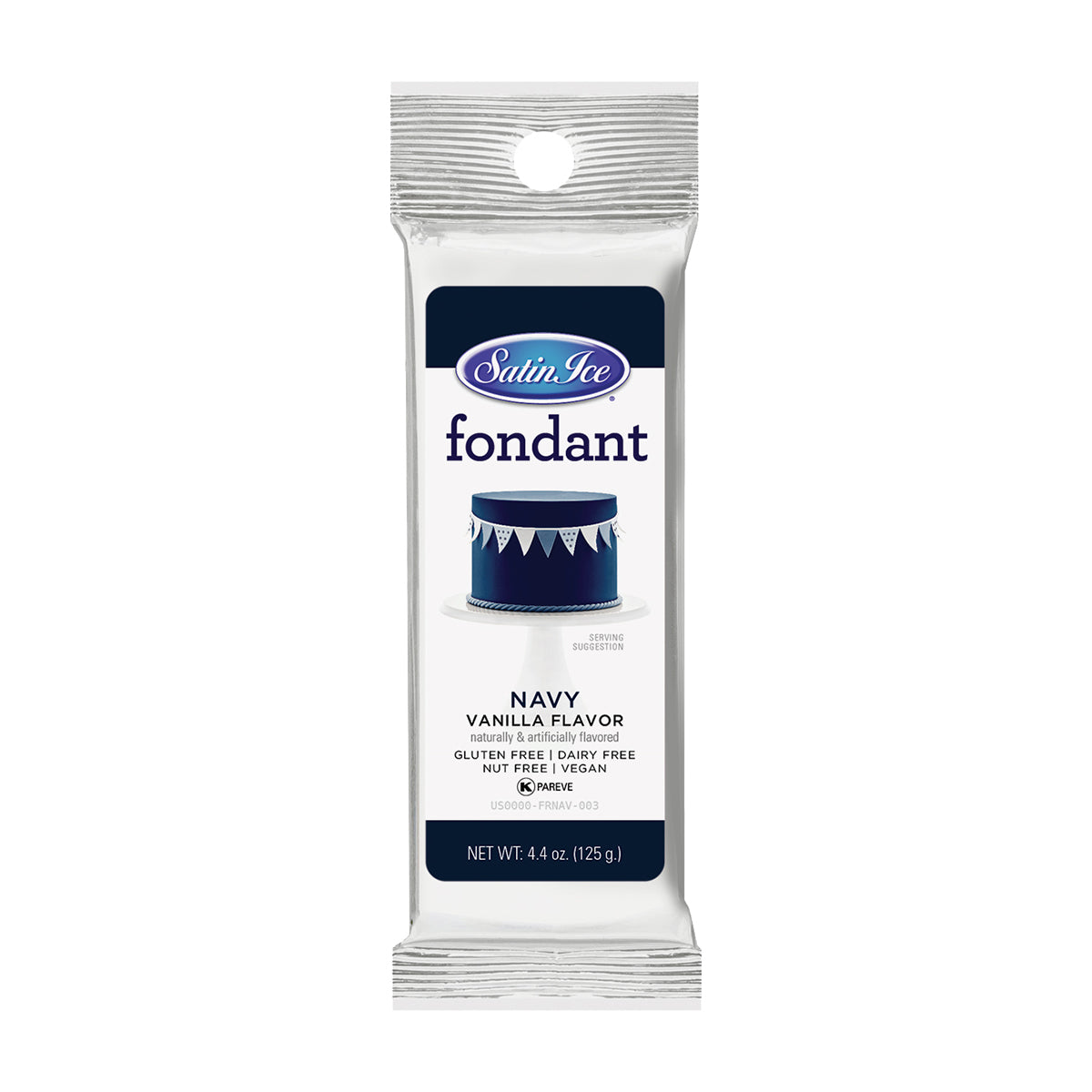 Satin Ice Vanilla Navy Fondant - 4.4 oz. Foil - Satin Ice