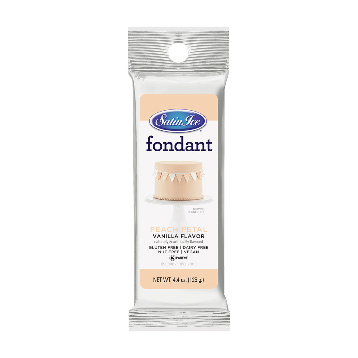 Satin Ice Peach Petal Vanilla Fondant - 4.4 oz. Foil - Satin Ice