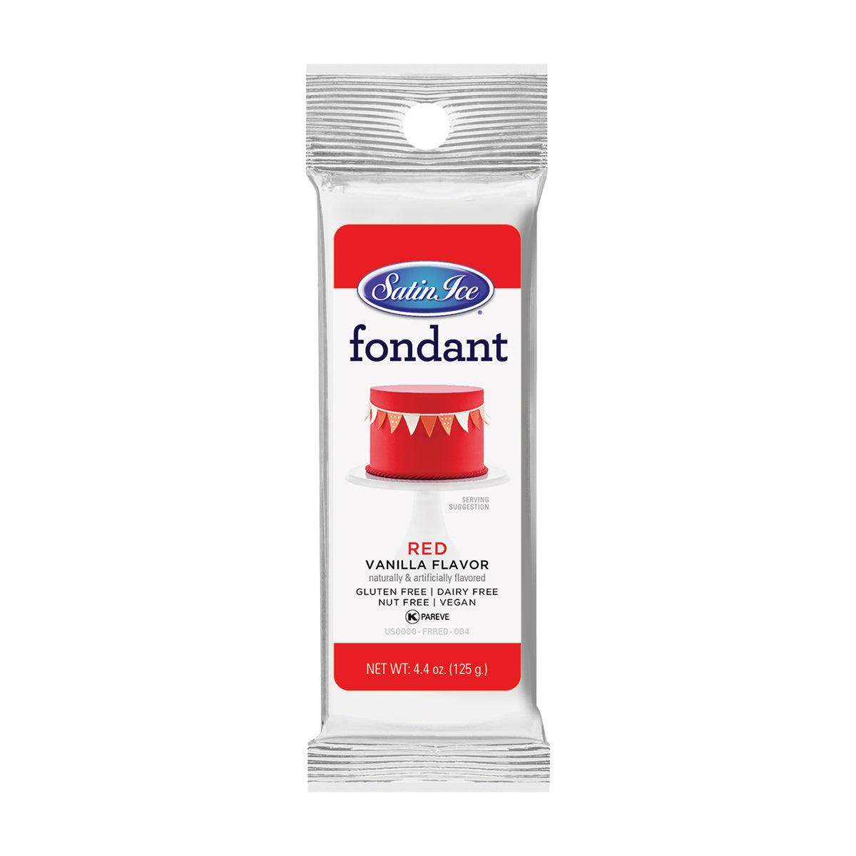 Satin Ice Red Vanilla Fondant - 4.4oz. Foil