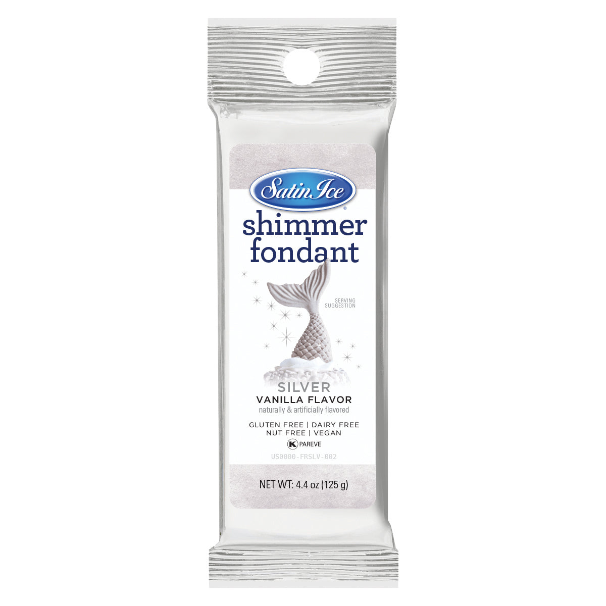 Satin Ice Vanilla Silver Shimmer Fondant - 4.4oz Foil - Satin Ice