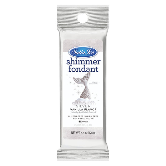 Satin Ice Vanilla Silver Shimmer Fondant - 4.4oz Foil - Satin Ice