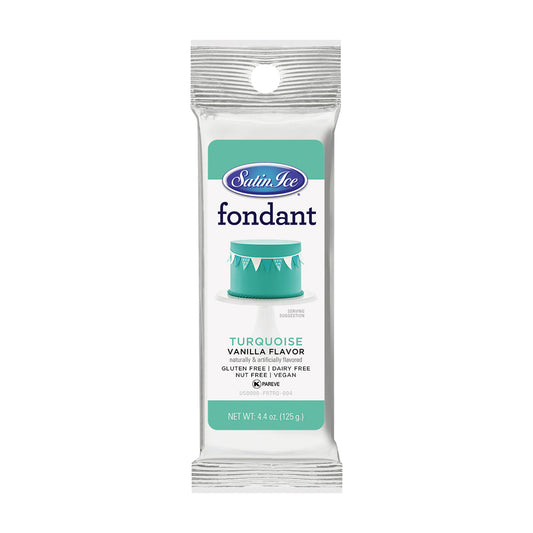 Satin Ice Turquoise Vanilla Fondant - 4.4oz. Foil - Satin Ice