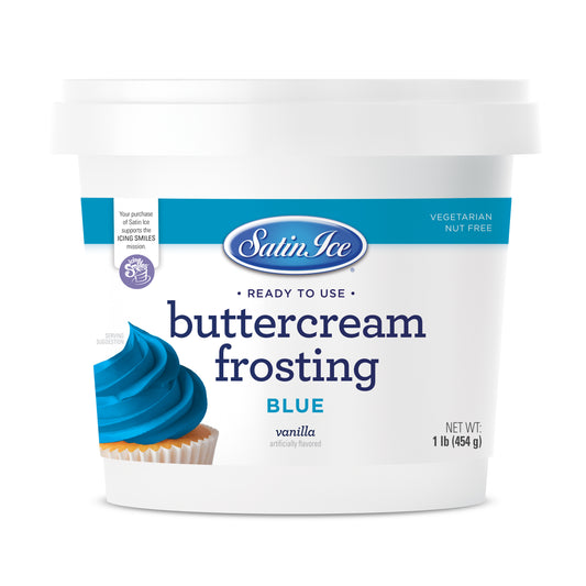 Satin Ice Blue Vanilla Buttercream Frosting - 1 lb Pail