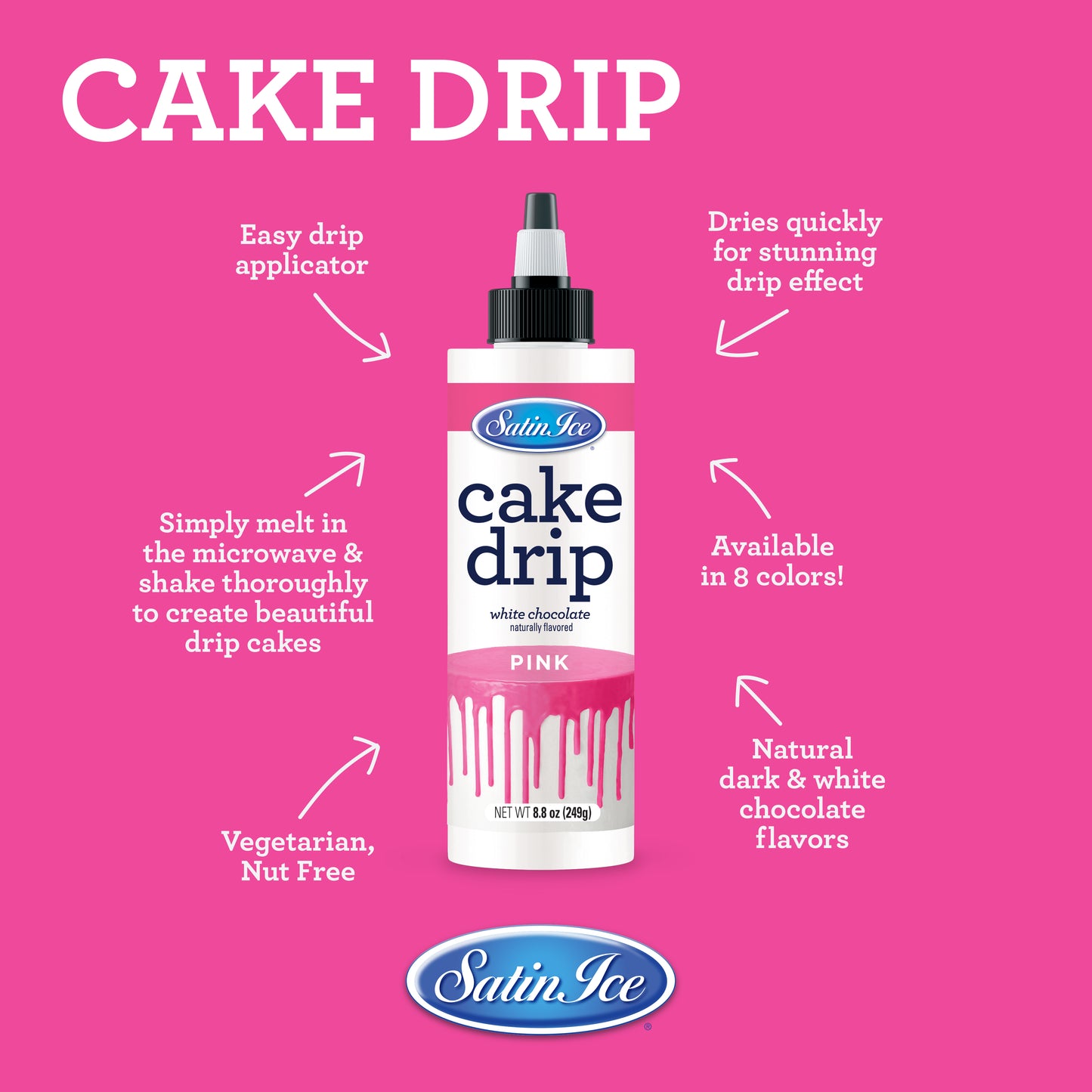 Satin Ice Pink Cake Drip - 8.8 oz Bottle