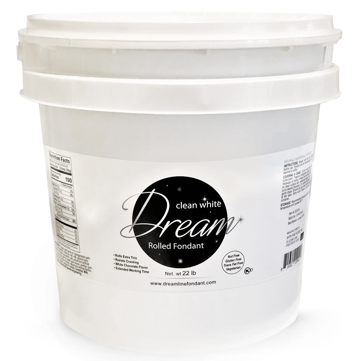 Dream Chocolate Fondant - Clean White 22 lb Pail