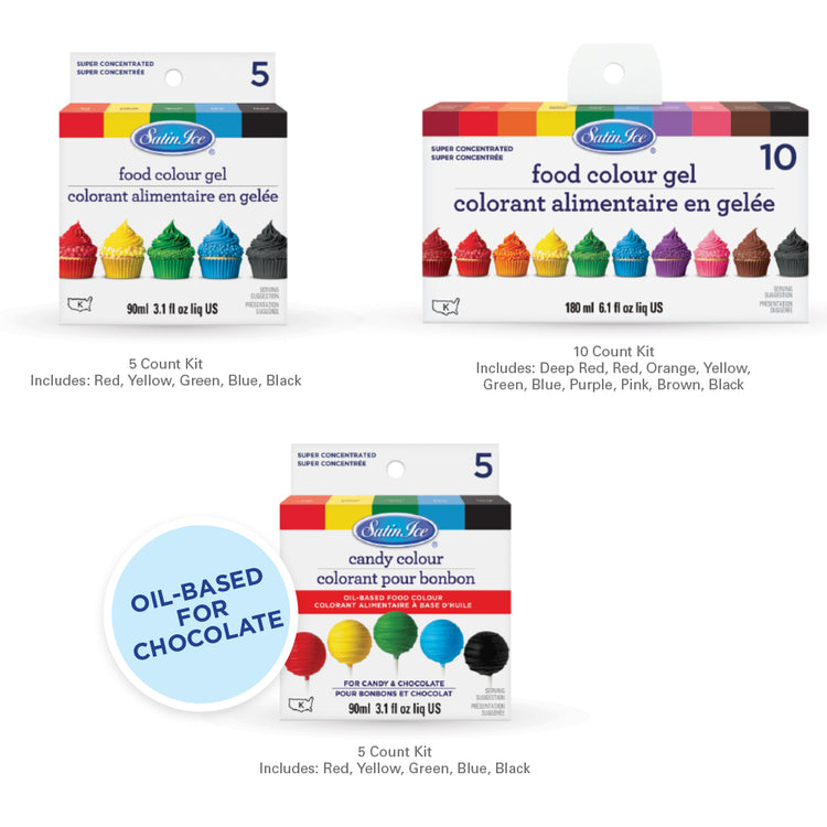 Satin Ice Food Color Gel, 5 Count Kit