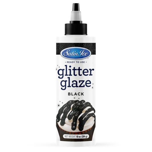 Satin Ice Black Glitter Glaze - 10oz Bottle